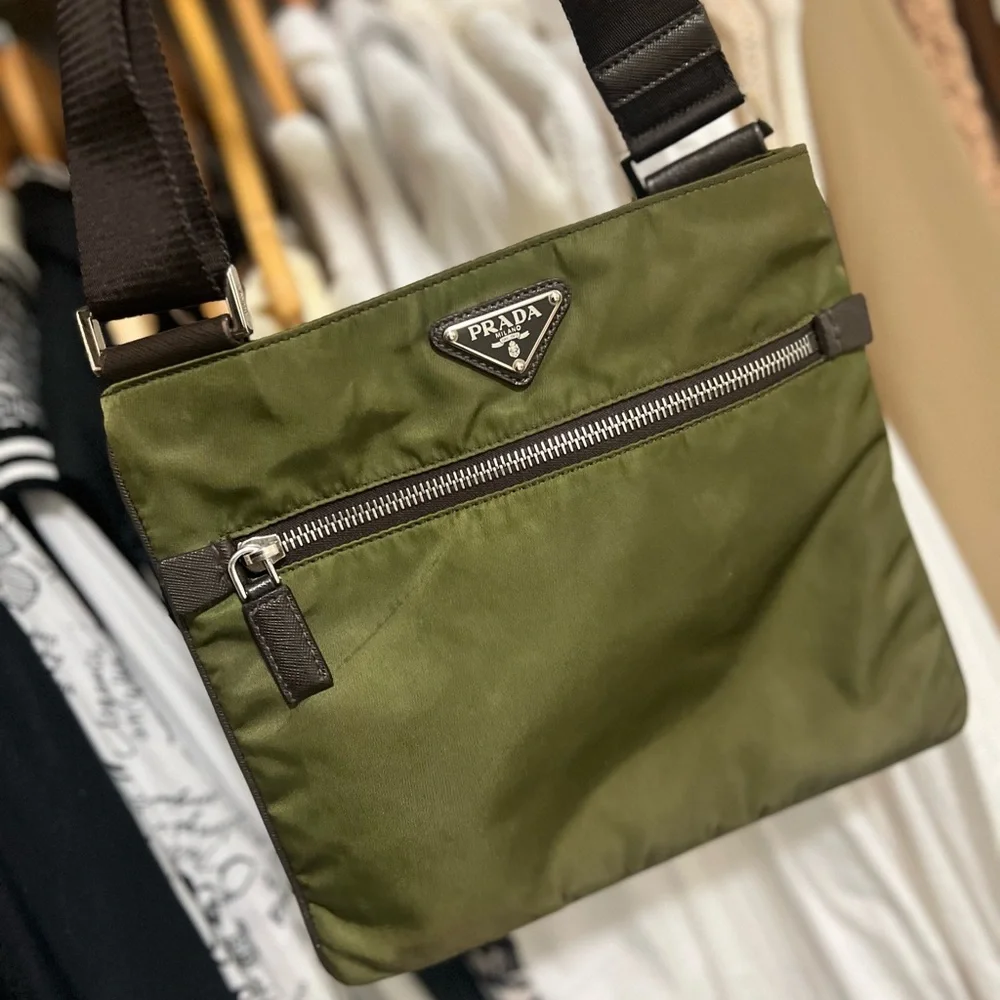 AUTHENTIC PRADA Olive Green Crossbody Bag